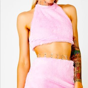 DOLLSKILL FLUFFY PINK HALTER AND SKIRT